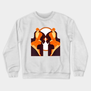 Girl in a hat sitting cross-legged Crewneck Sweatshirt